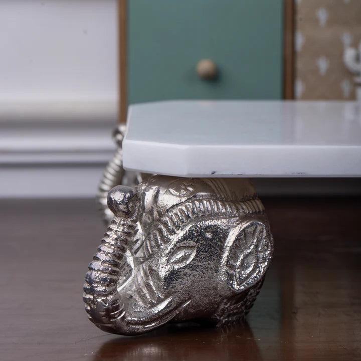 Marble Chowki With Aluminium Cast Legs For Pooja