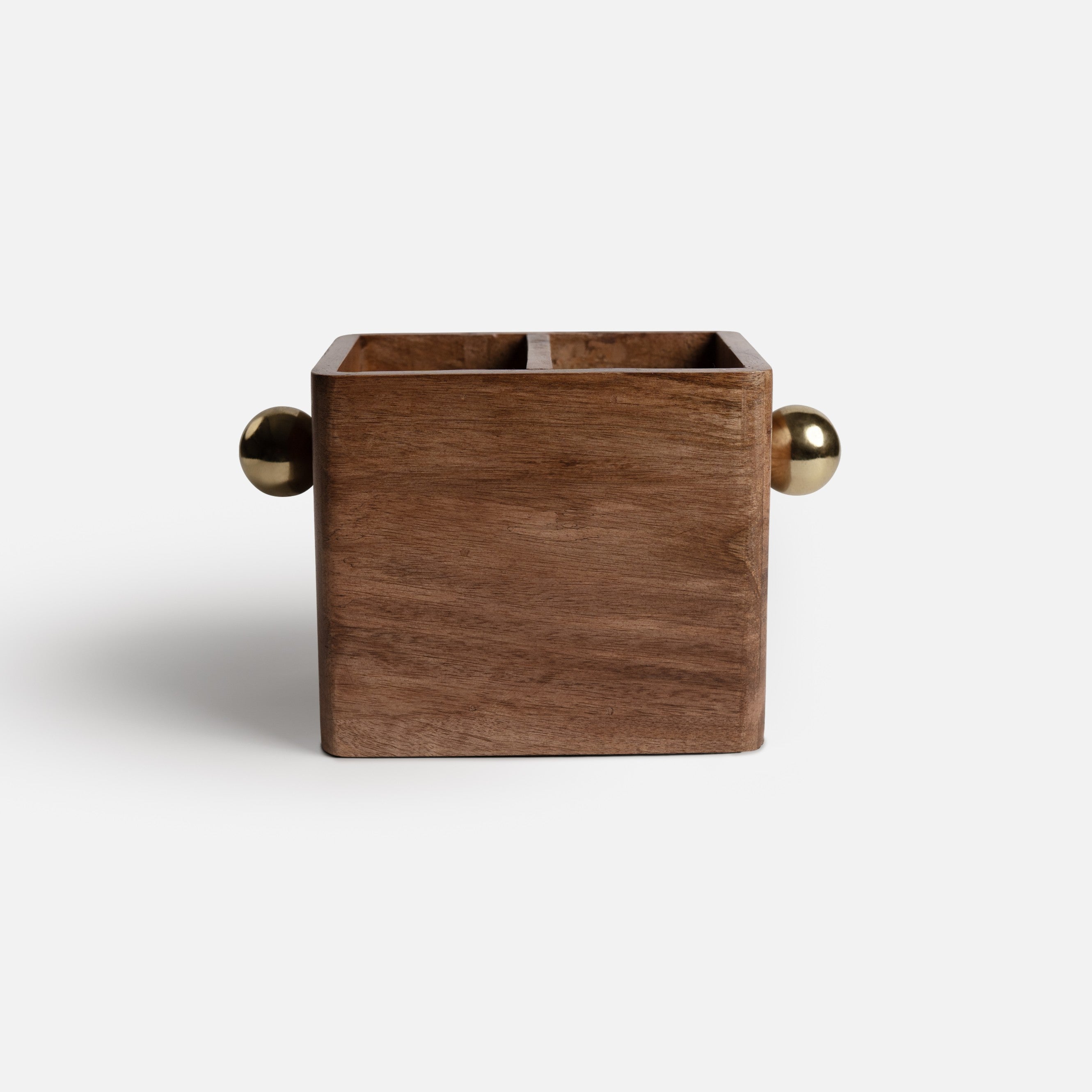 Ora-Spand Wooden Cutlery Holder with Metal Accent