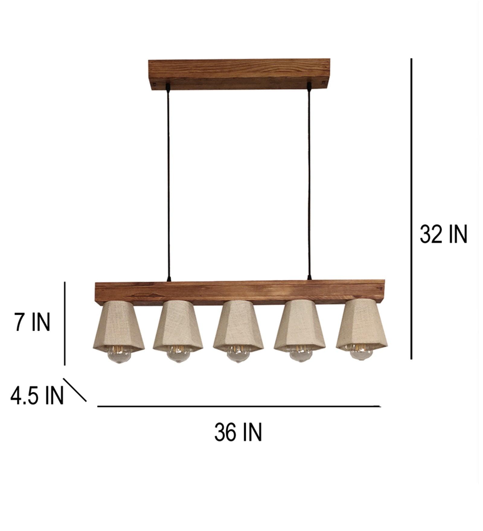 Hexa Brown Wooden 5 Series Hanging Lamp