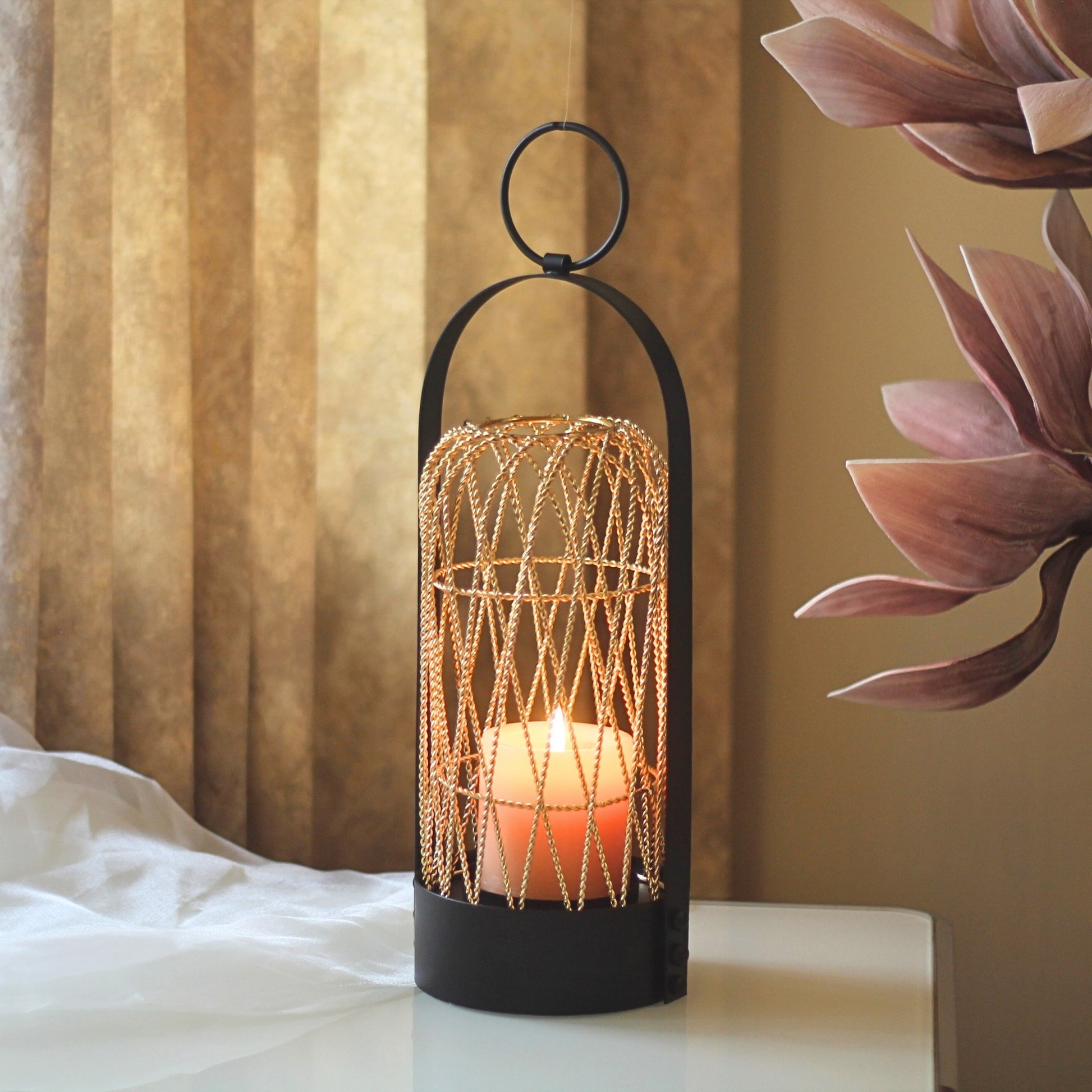 Pinjore Lantern | Black and Gold