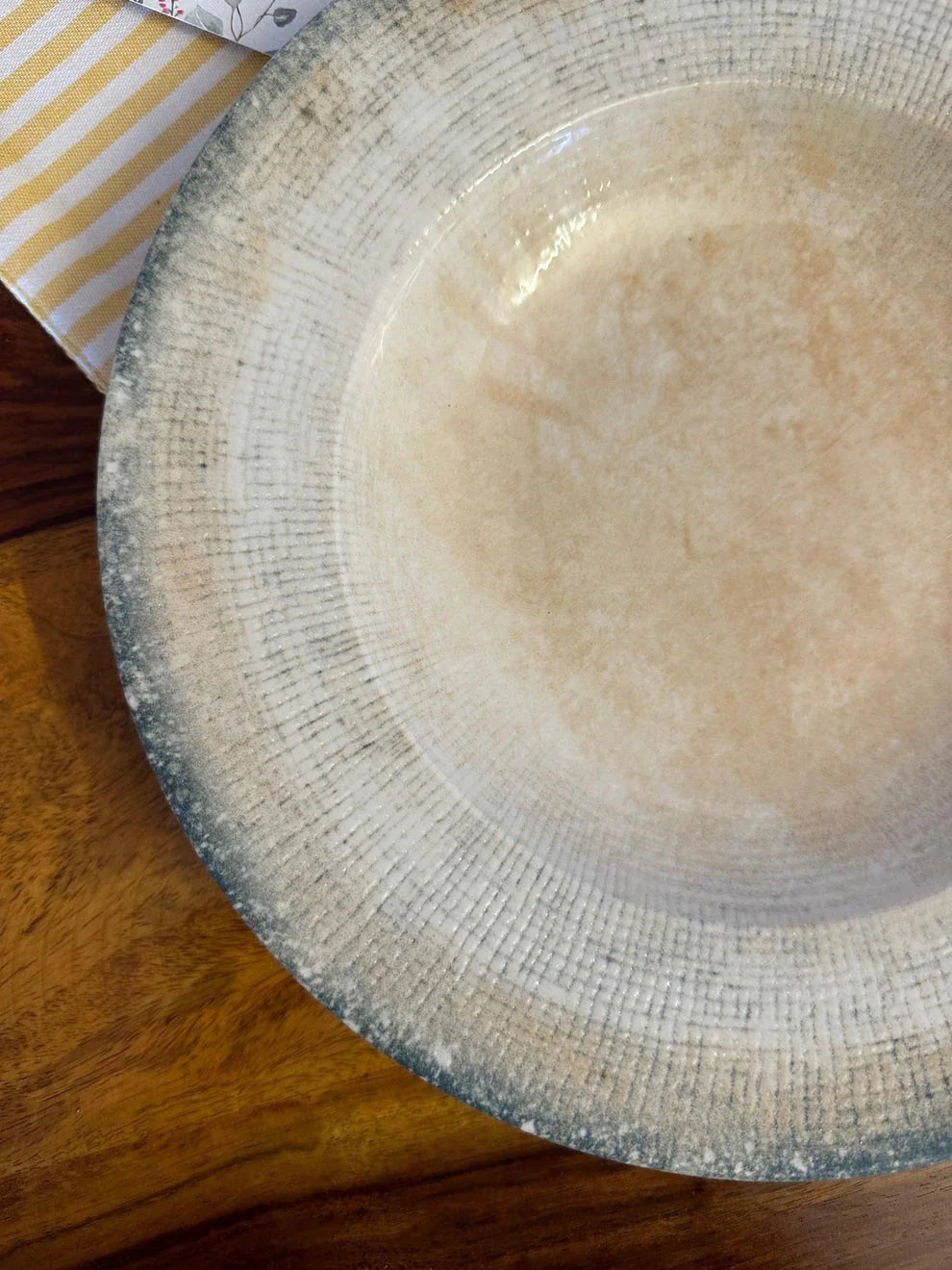 Alacati Pasta Plate - Beige & Turquoise