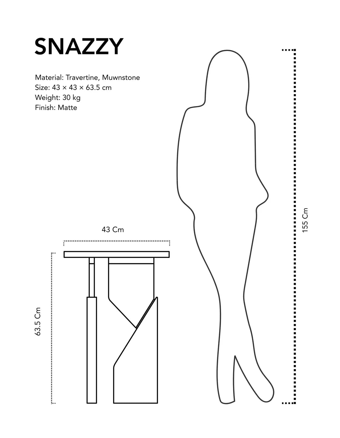 Snazzy - Travertine, Muwnstone | Side Table
