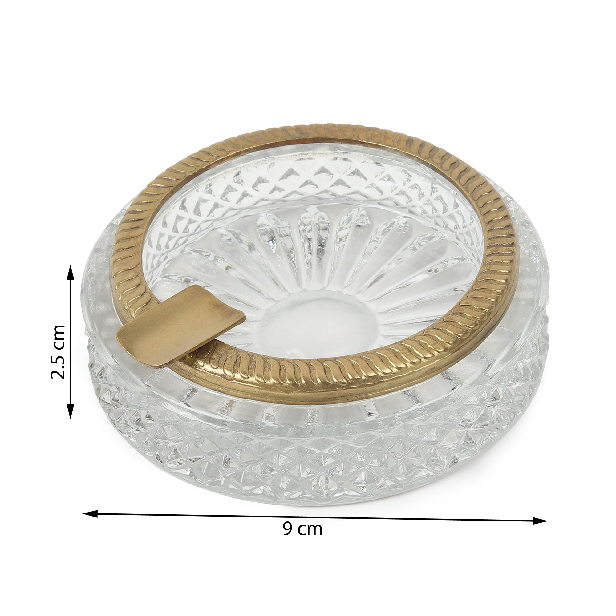 Luxury Crystal Ashtray with Brass Accent | Decorative Ashtray for Home Décor