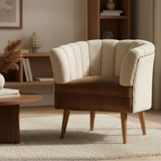 Boucle Cream Buffalo Armchair | Comfortable Lounge Chair for Living Room