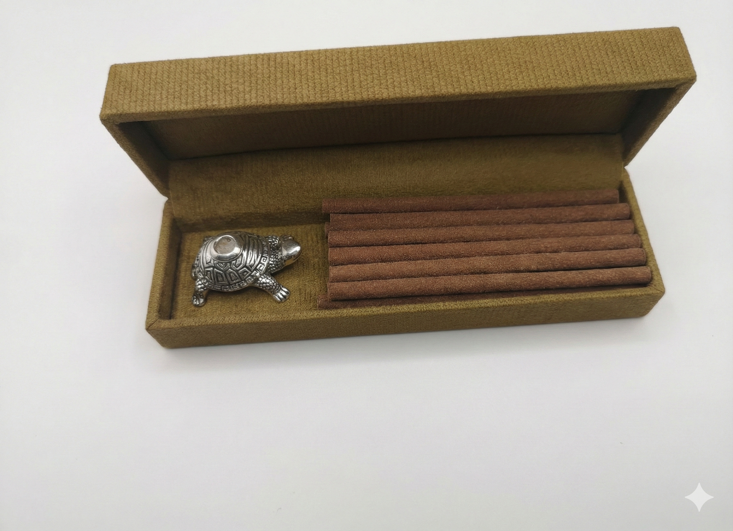 Pure Silver Plated Brass Turtle Dhoop Stand With Oudh Incense Sticks