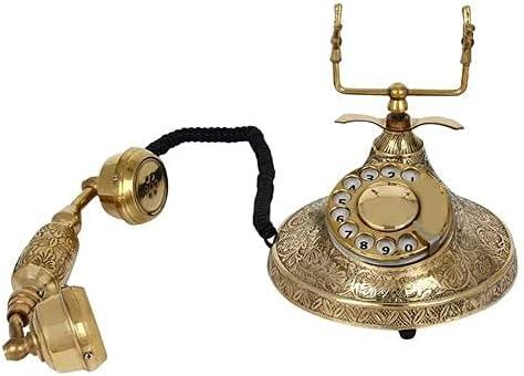 Handmade Designer Golden Brass Finish Rotary Dial Telephone - Home & Office Purpose