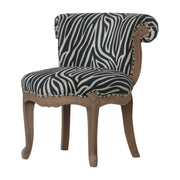 Zebra Print Accent Chair | French Vintage Wooden Statement Chair