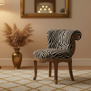 Zebra Print Accent Chair | French Vintage Wooden Statement Chair
