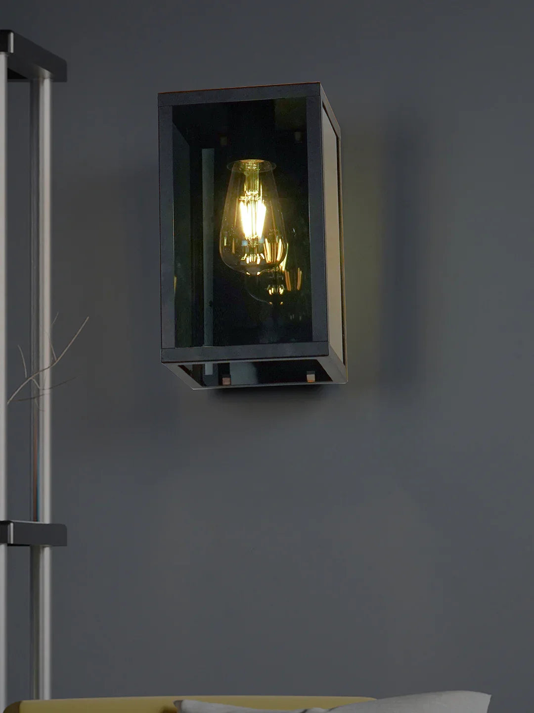 Contemporary Cuboid Black Glass Wall Light