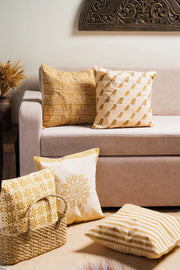 Gehuva Rang Floral Chhaap Cushion Cover