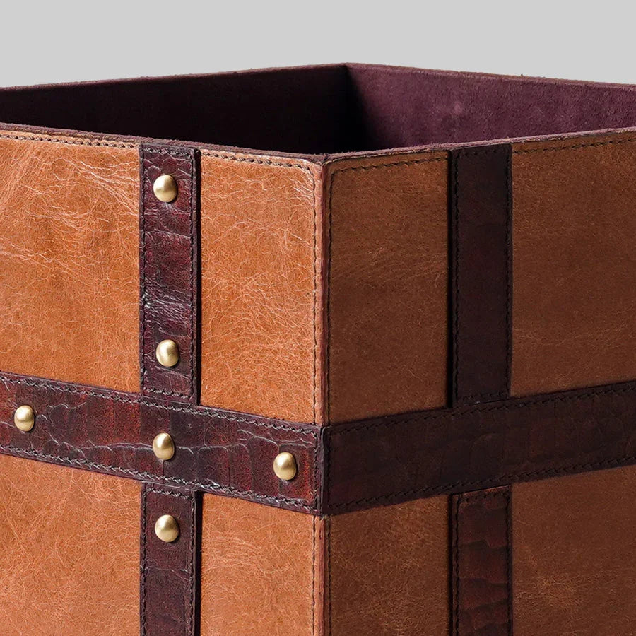 Premium Leather Storage Bin | Luxury Home & Office Storage Organizer Box