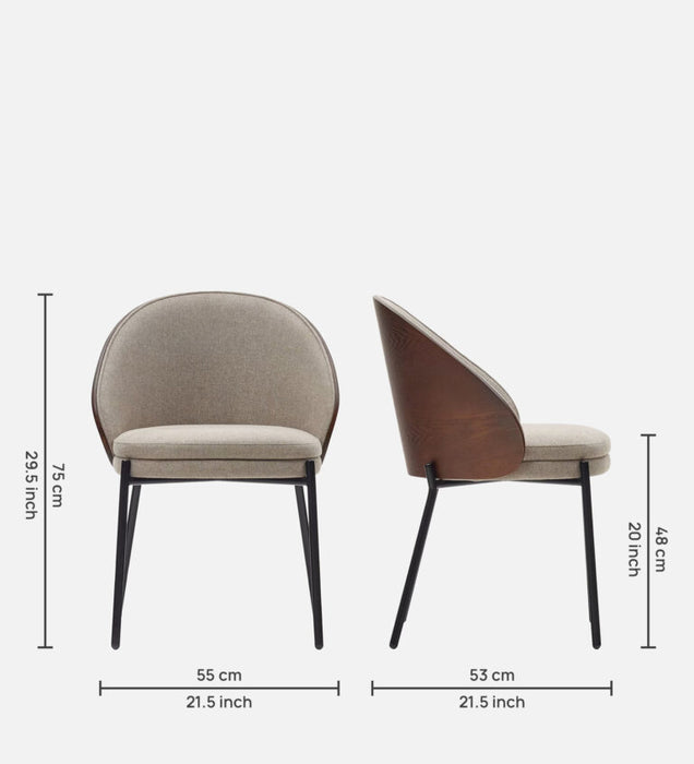 Adam Fabric Dining Chair In Beige Colour