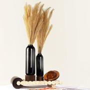 Saint Premium Flower Vase with Wooden Base | Elegant Black Glass Vase for Modern & Classic Décor