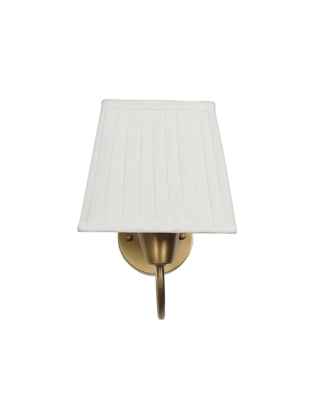 Gooseneck Brass Swivel Wall Sconce with White Pleated Square Fabric Shade
