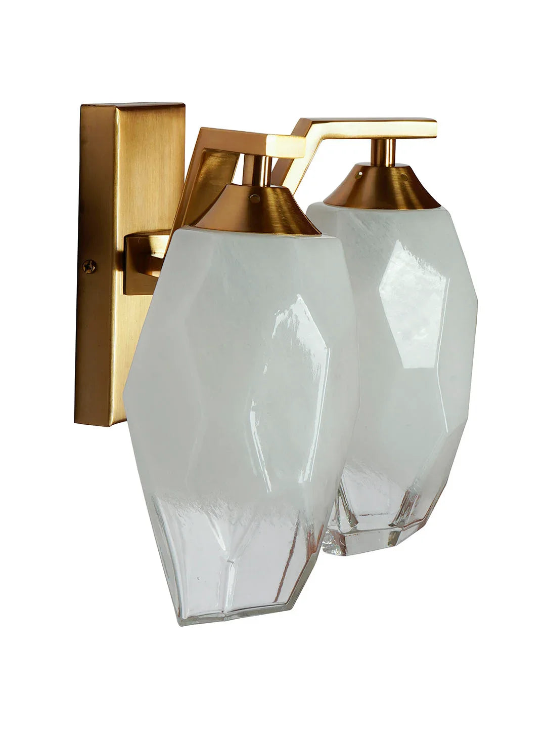Modern Geometric Double Wall Sconce with Frosted Glass Shades