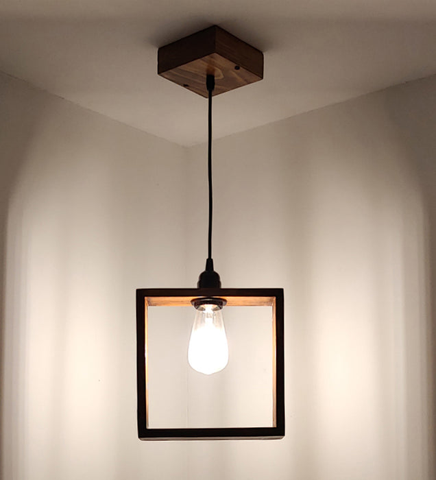 Quattro Brown Wooden Single Hanging Light | Pendant Light Lamp