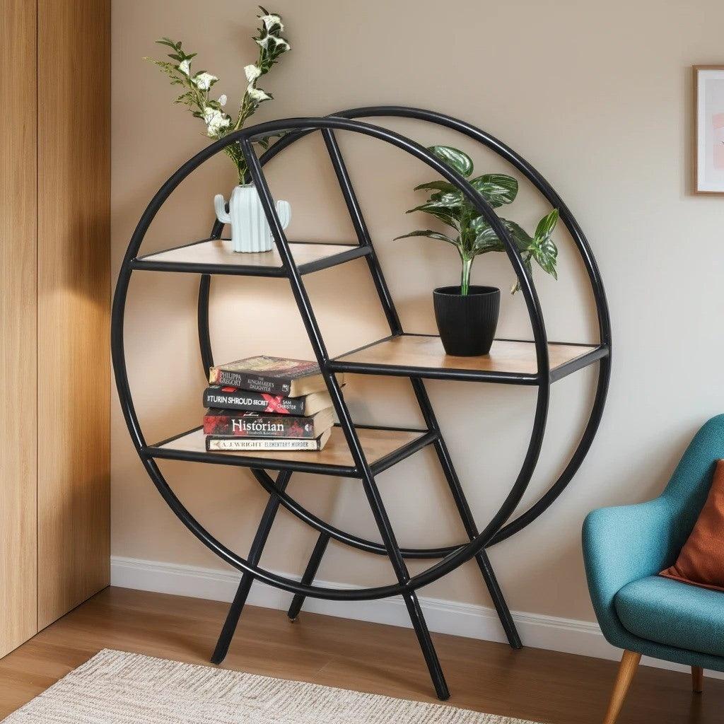 Modern Circular Bookshelf | Premium Mango Wood Display Shelf