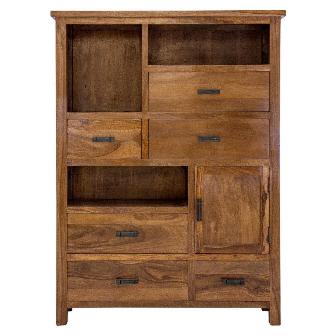 Solid Sheesham Wood Vertical Storage Cabinet Large (Standard, Honey Finish)