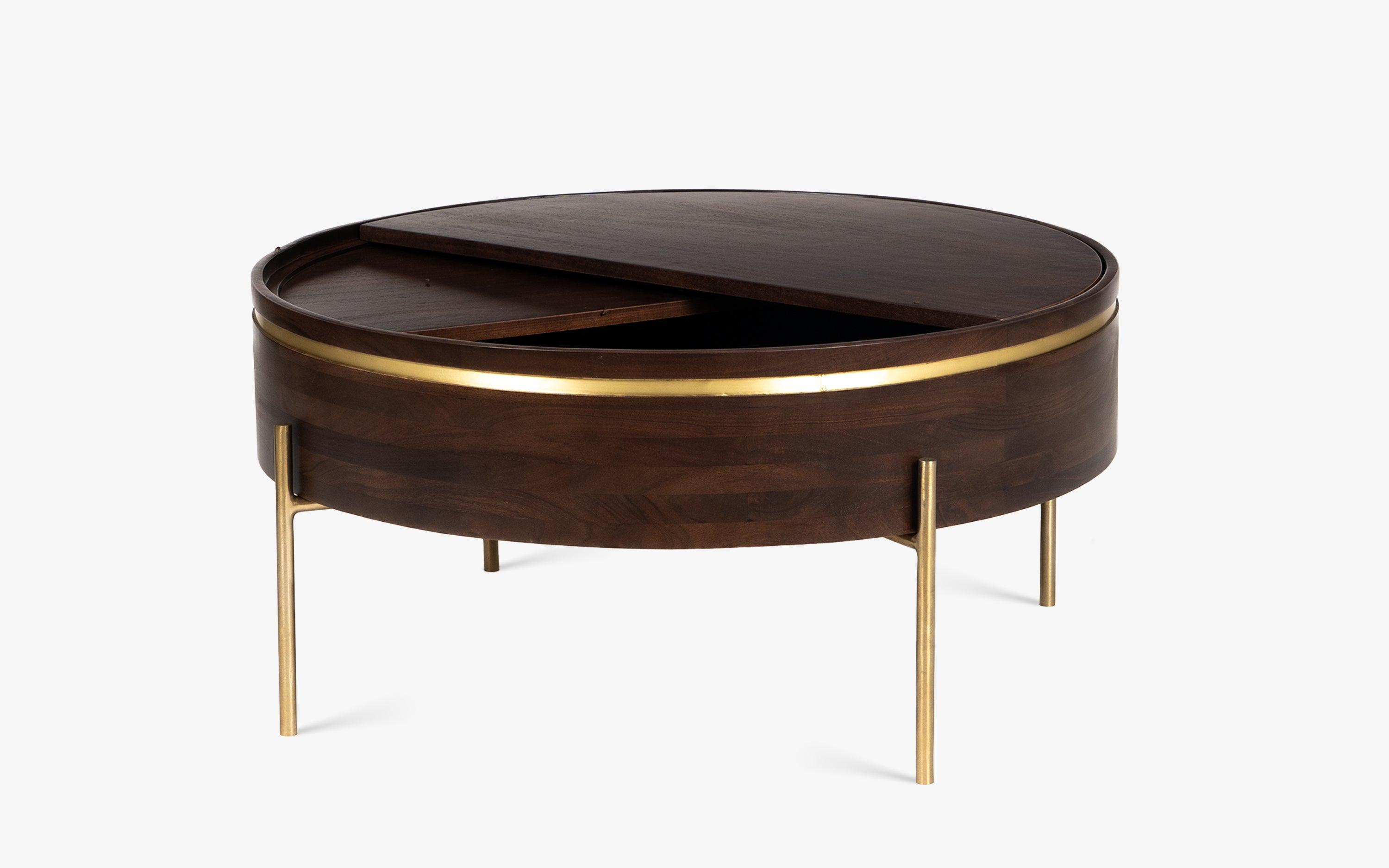 Dali Gold Coffee Table | Wooden Center Table for Living Room | Acacia Wood Tea Table