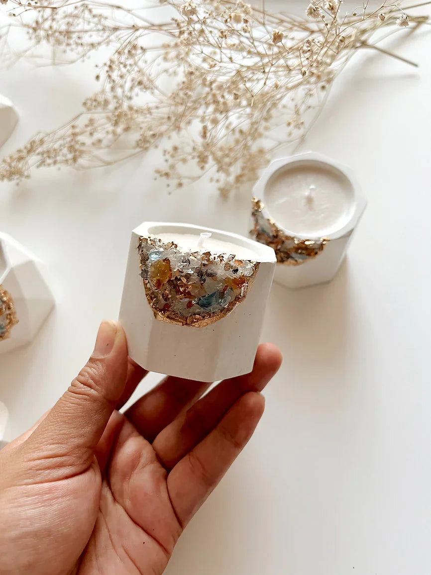 Concrete & Crystal Tea Light