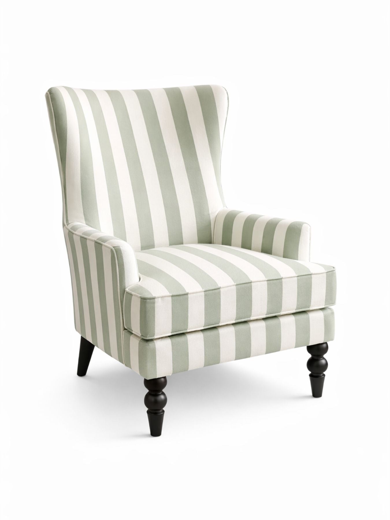 Sage Ivory Classic Stripe Accent Chair