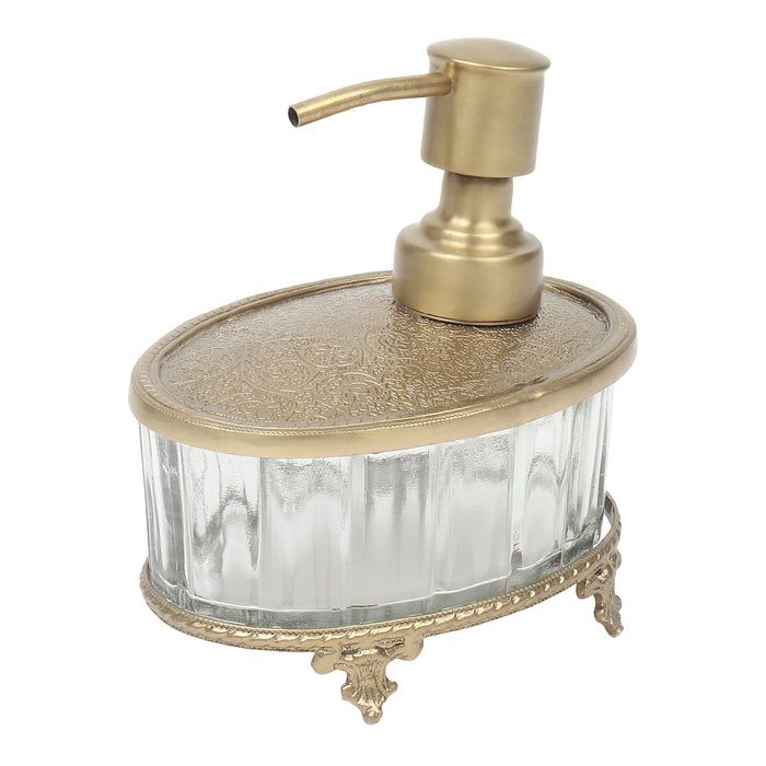 Bathtub Bliss Soap Dispenser Glass & Antique Brass