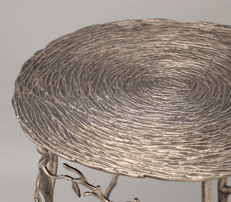 Tendrils Antique Nickel Side Table for Living Room | Designer End Tables | Small Corner Table