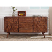 Sheesham Wood Geneva Sideboard With Three Drawer  (Honey Finish)