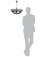 Traditional Ornate Aluminium 5-Lights Chandelier With Golden Textured Bowl Glass Shade
