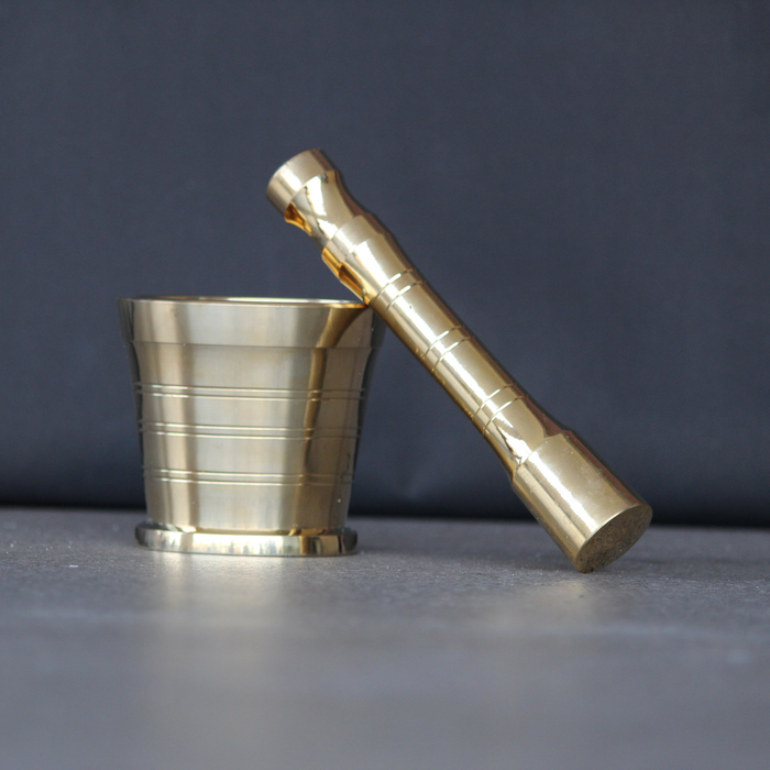 Brass Mortar And Pestle | Traditional Golden Okhli & Moosal Set