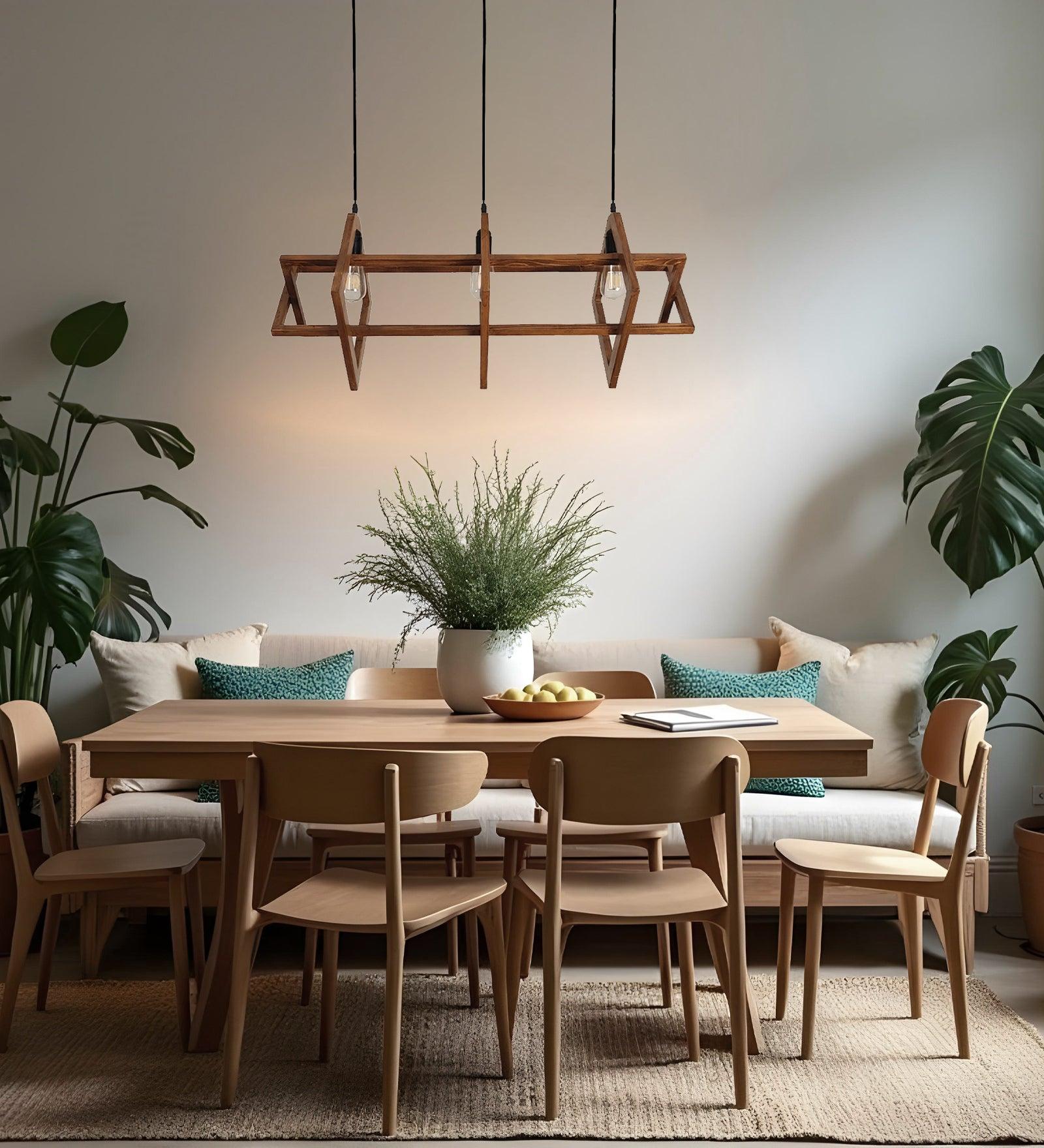 Paragon Brown Wooden 3 Series Hanging Lamp