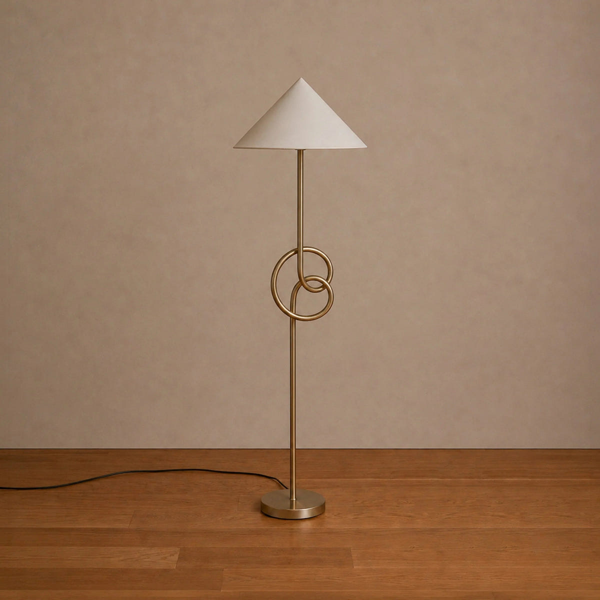 Knot Floor Lamp | Modern Chrome Standing Lamp with White Fabric Shade for Living Room & Bedroom