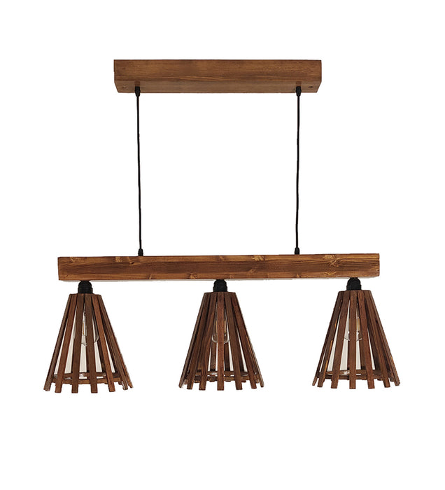 Funnel Brown Wooden 3 Series Hanging Lamp