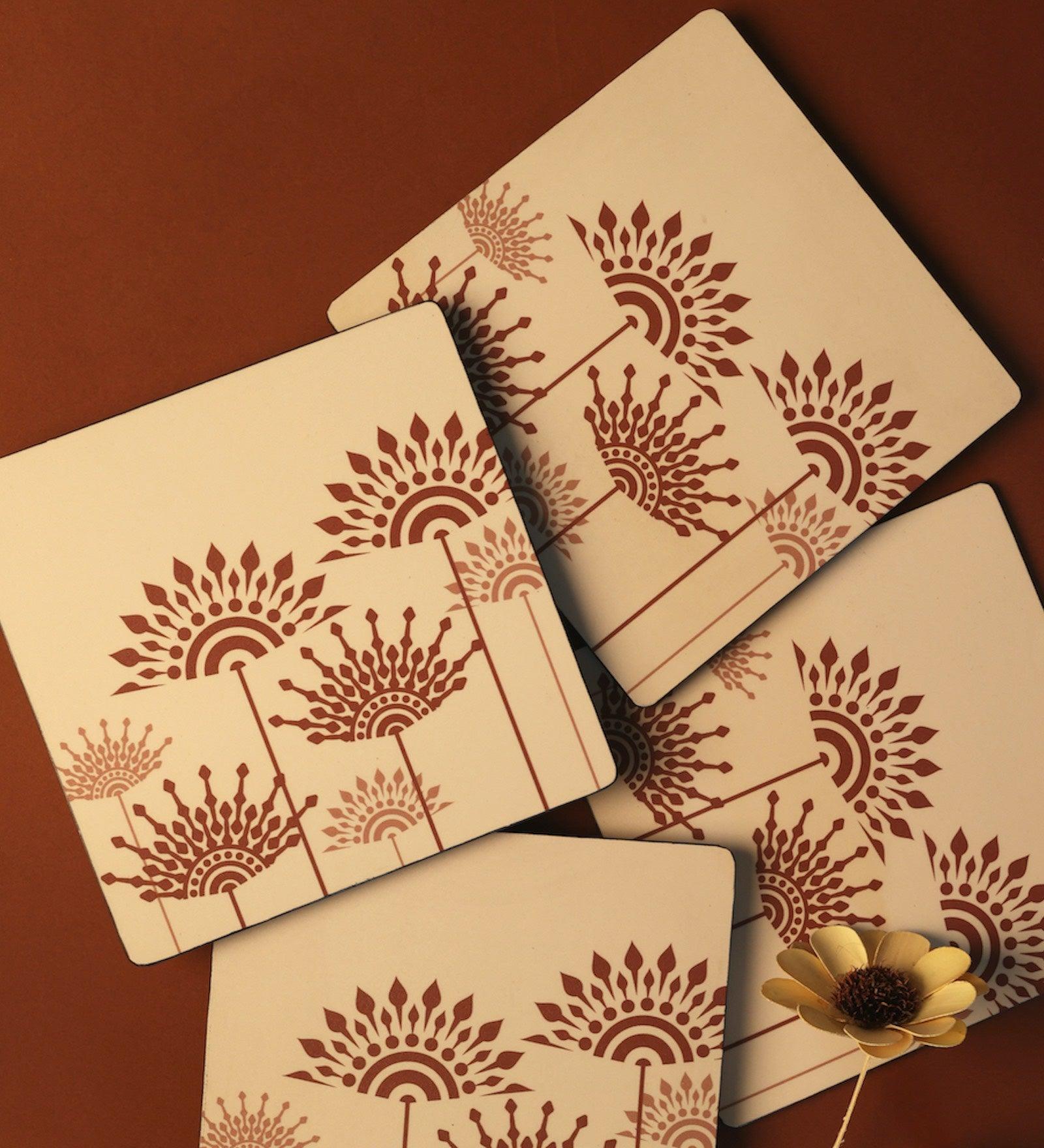 Peach Cotton Wooden Big Trivet (Set of 4)