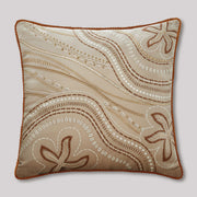 Canyon Blossom Embroidered Cushion Cover - Beige, 18x18