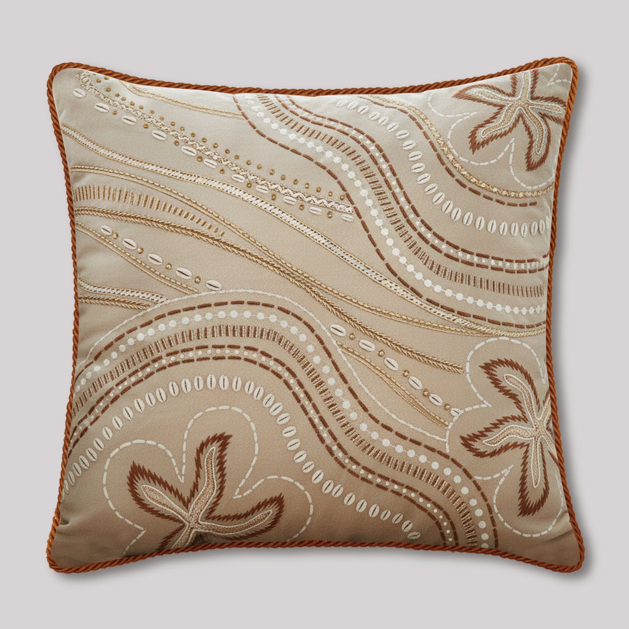 Canyon Blossom Embroidered Cushion Cover - Beige, 18x18