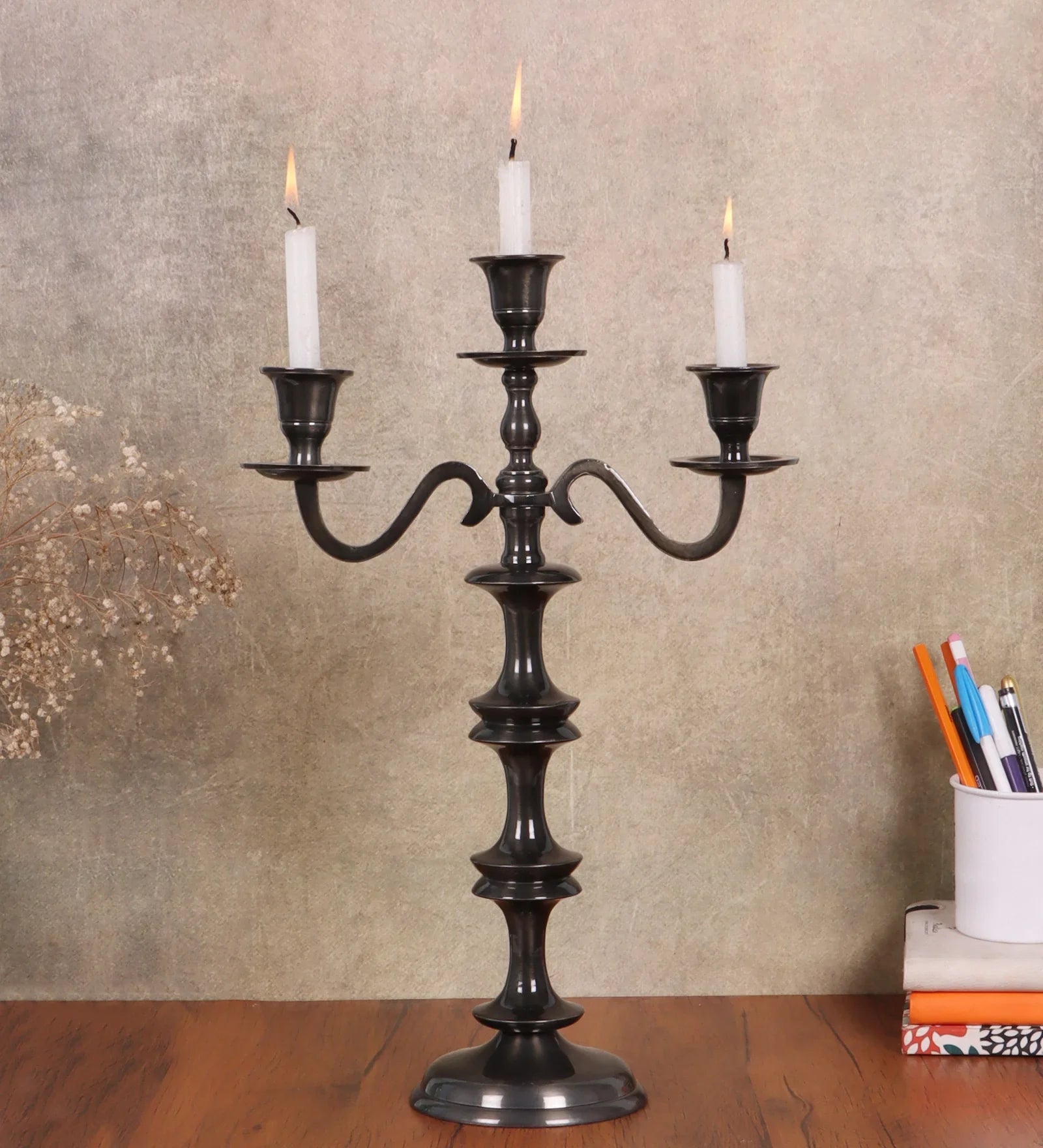 Imperium Crested 3-Arm Candleholder