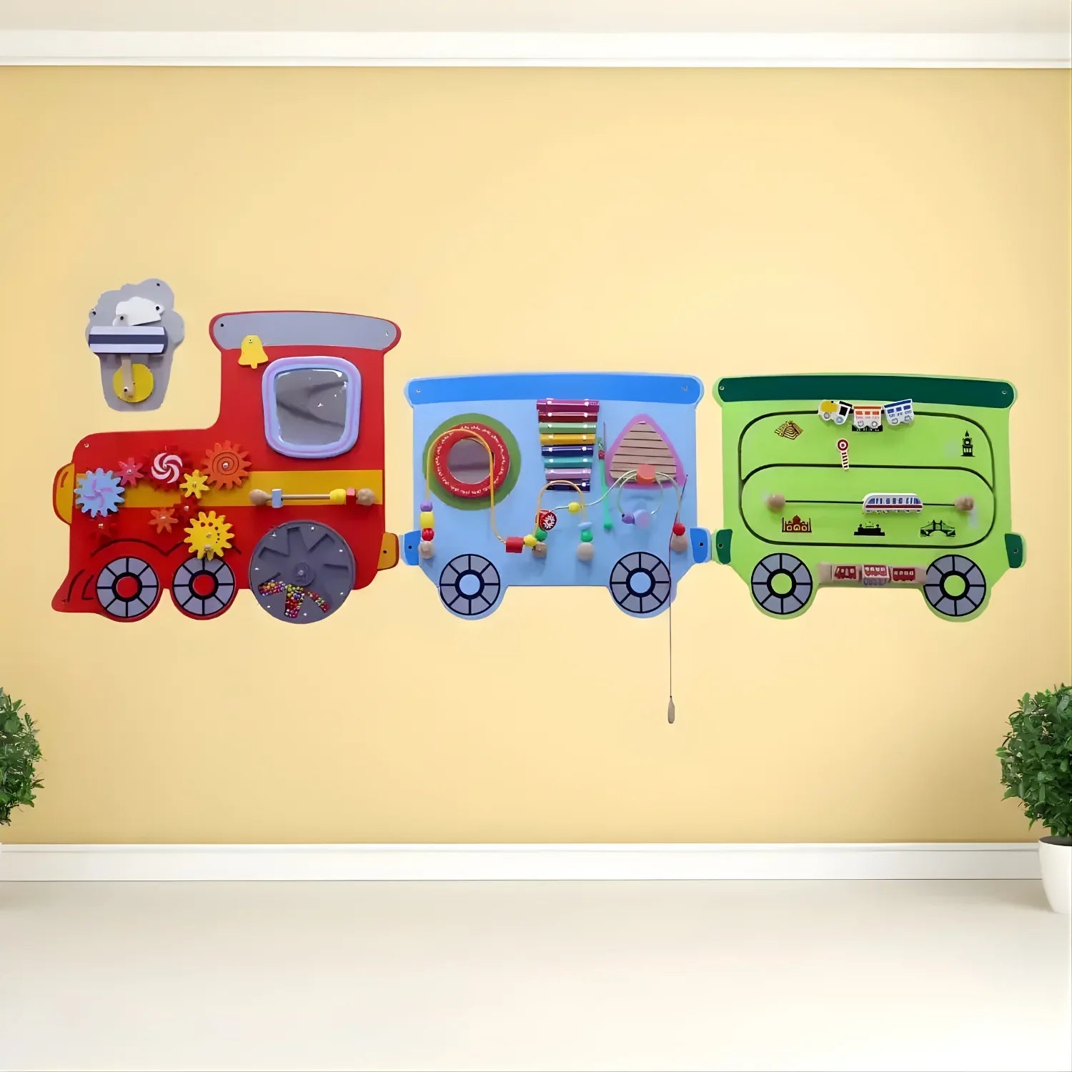 Elegant Creativity Wall Toy Train with Motor Skill Development (Set of 3)