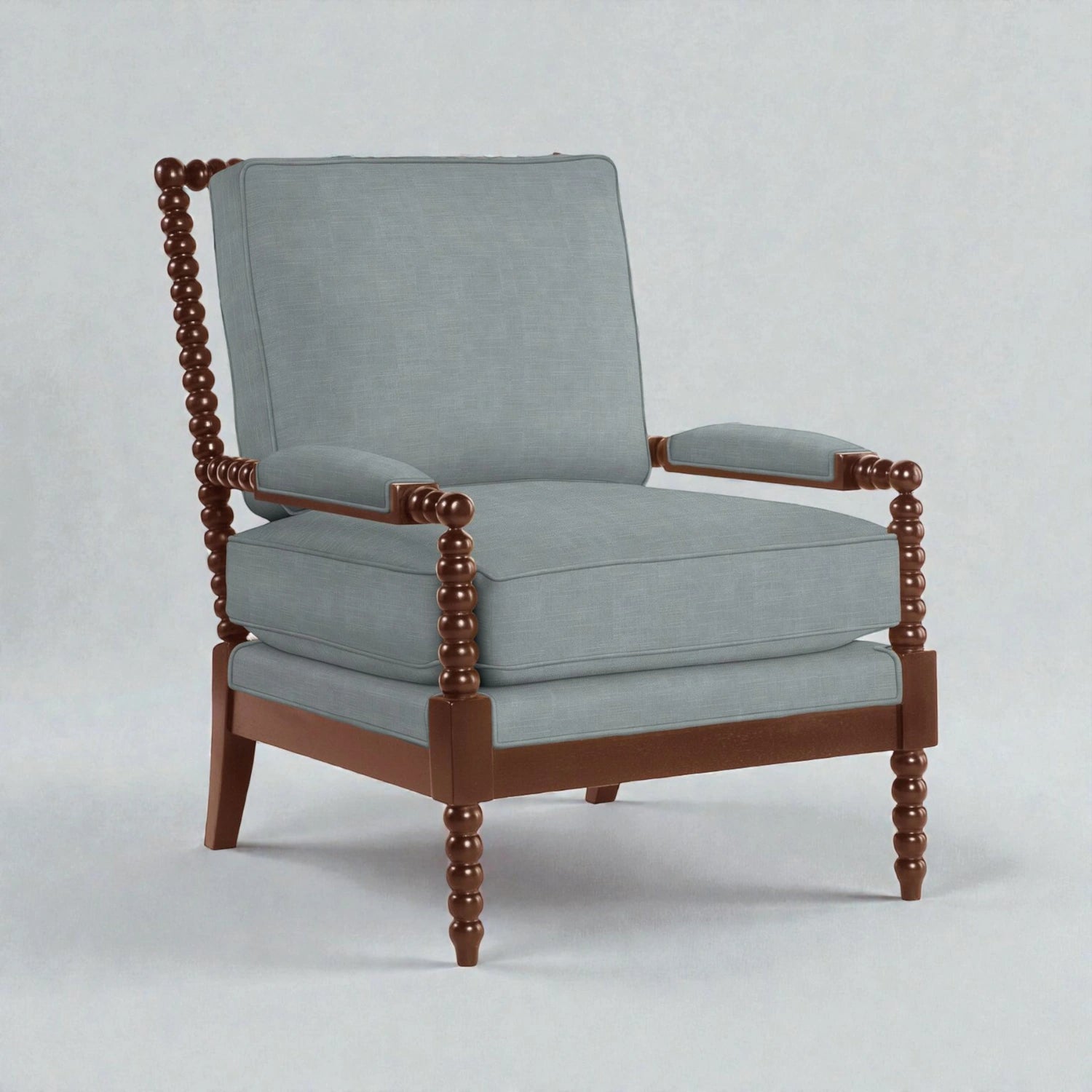 Bankford Solid Teak Wood Chair | Fabric Upholstery Arm Chair