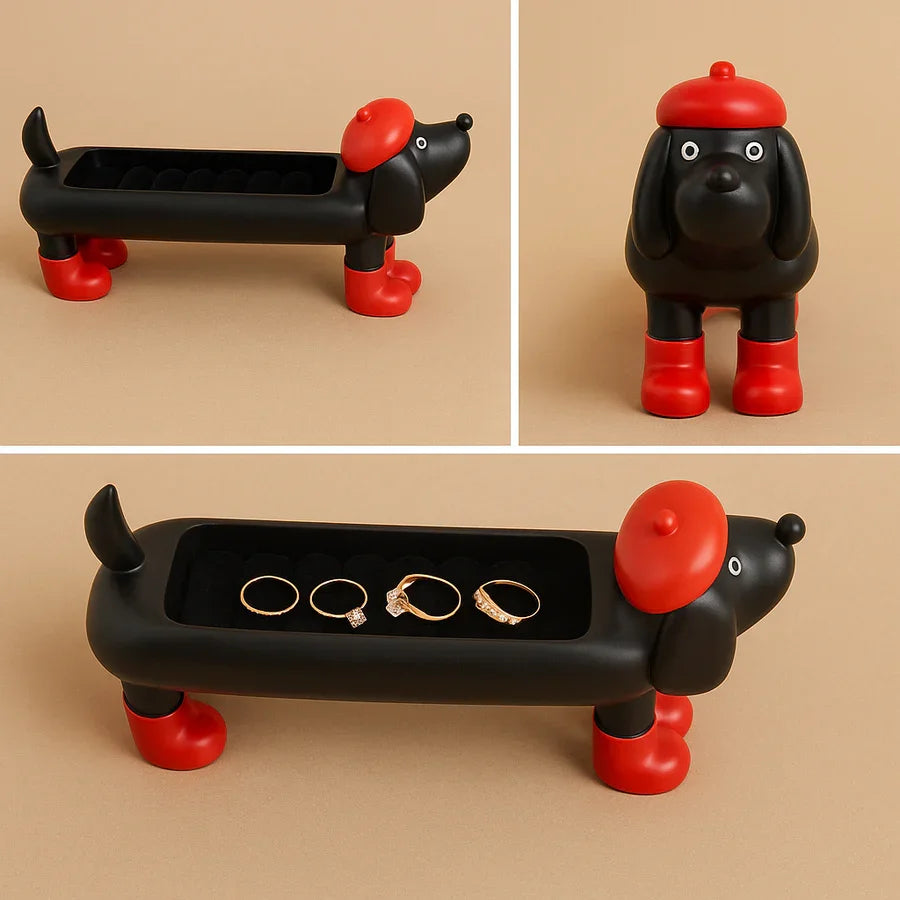 Resin Dog-Shaped Ring Organizer |,Jewelry Holder for Rings
