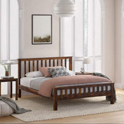 Sheesham Wood Queen Size Strip Design Bed | Honey & Walnut Finish Modern Non-Storage Bed