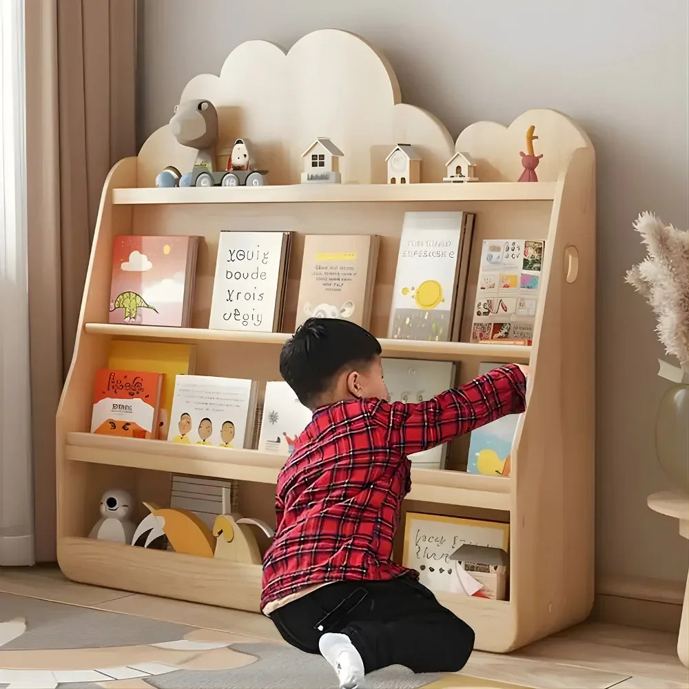 Elegant Bookcase for Kids Wooden Bookshelf with Storage