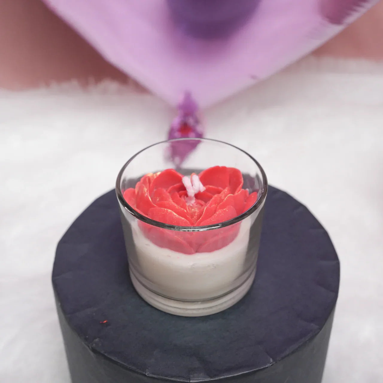 Ruby heart candle