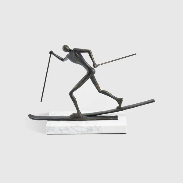 The Skiing Man Decorative Sculpture | Luxury Marble Statement Art | Showpiece Home Decor Item