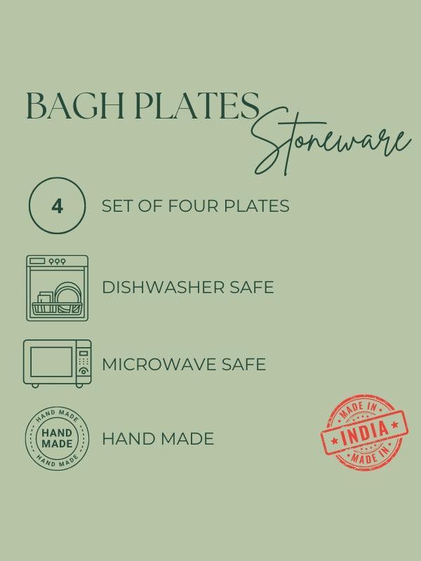 Bagh Tapas Plates for Sandwiches or Snacks | Set of 4 Printed Designer Plates