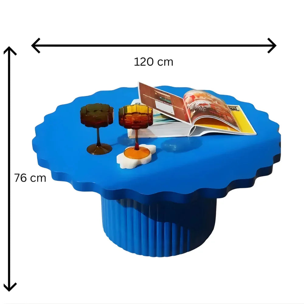 Round Design Coffee Table Child-Safe Montessori Activity Table for Kids (Blue)