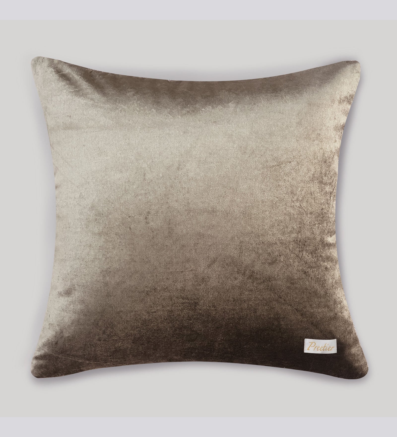 Mayur Jaal Embroidered Quilted Cushion Covers - Beige, 18 x 18