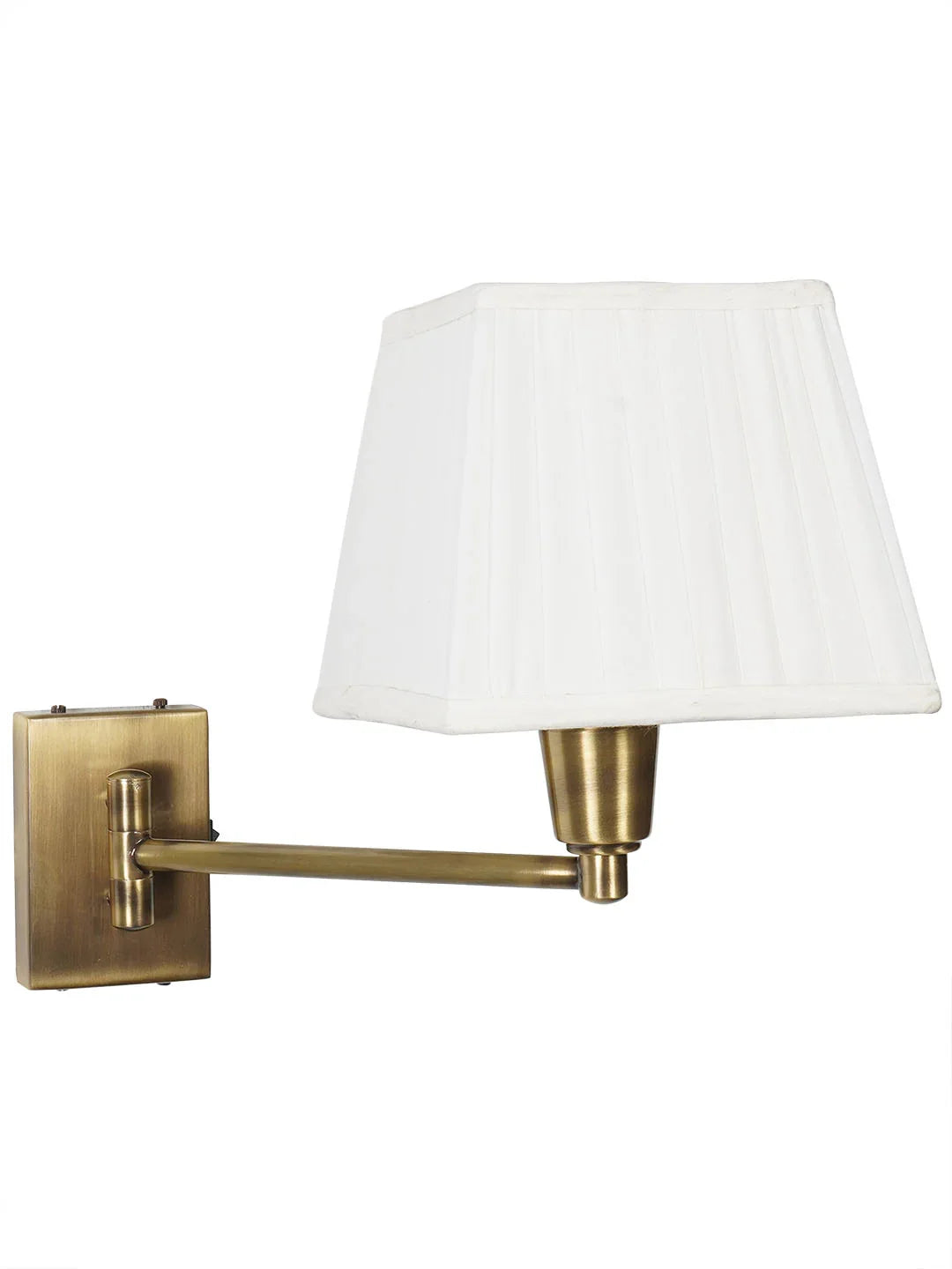 Swivel Antique Bedside Wall Sconce with Pleated Square Fabric Shade