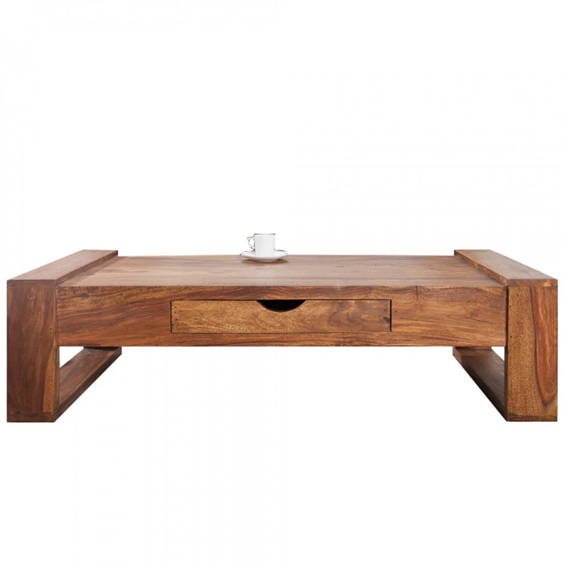 Riverton Solid Sheesham Wood Coffee Table With Drawer In Honey Finish