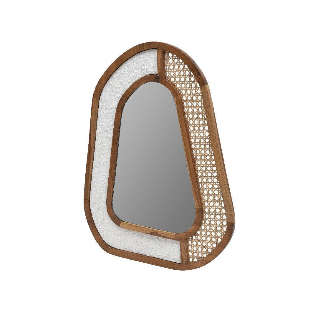 Pinnacle Natural Teakwood Cane Wall Mirror | Decorative Wall Mirrors for Living Room